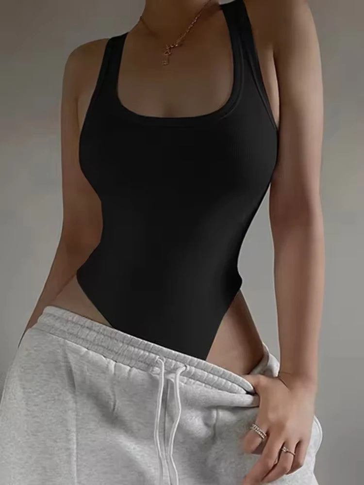 Bodysuit de malha sem mangas