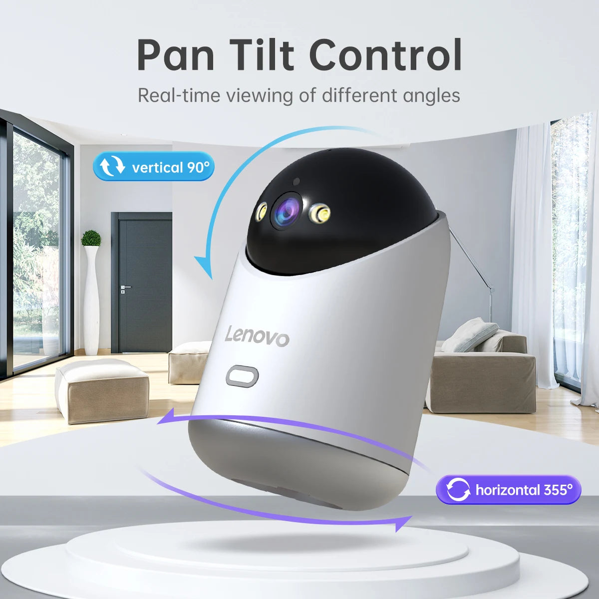 Lenovo 5mp wifi câmera de casa inteligente, câmera ip interna, cor cheia, visão noturna, automático e segurança cctv.