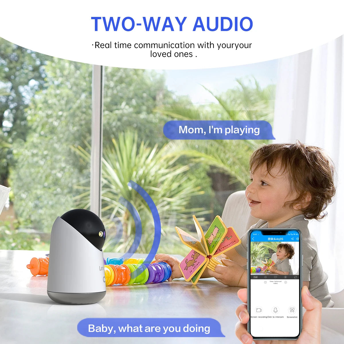 Lenovo 5mp wifi câmera de casa inteligente, câmera ip interna, cor cheia, visão noturna, automático e segurança cctv.