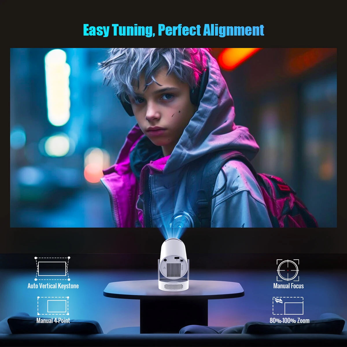 Projector de imagem 4K 11 260 ANSI Dual WIFI Allwinner H713 BT5.0 1280*720P Cinema portável HY300 Pro +