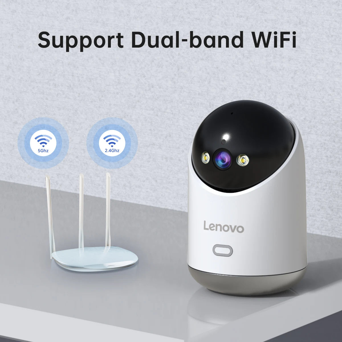 Lenovo 5mp wifi câmera de casa inteligente, câmera ip interna, cor cheia, visão noturna, automático e segurança cctv.